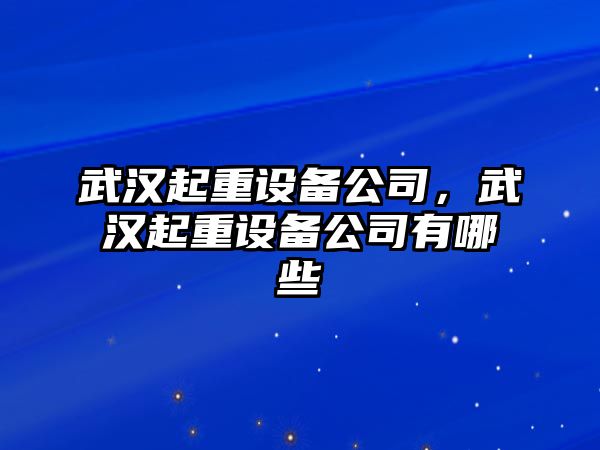 武漢起重設(shè)備公司，武漢起重設(shè)備公司有哪些