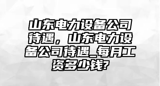 山東電力設(shè)備公司待遇，山東電力設(shè)備公司待遇_每月工資多少錢?