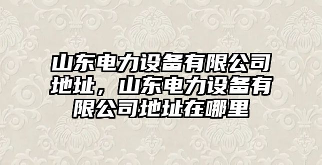 山東電力設(shè)備有限公司地址，山東電力設(shè)備有限公司地址在哪里