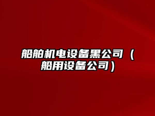 船舶機(jī)電設(shè)備黑公司（船用設(shè)備公司）