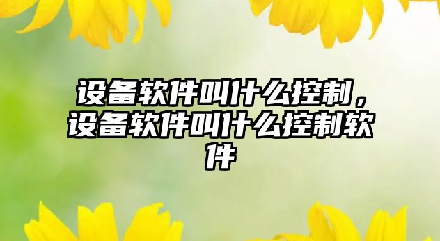 設備軟件叫什么控制，設備軟件叫什么控制軟件