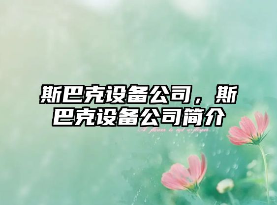 斯巴克設(shè)備公司，斯巴克設(shè)備公司簡介