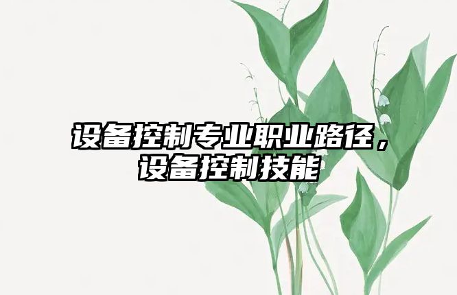 設(shè)備控制專業(yè)職業(yè)路徑，設(shè)備控制技能