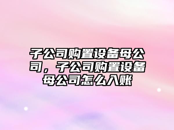 子公司購置設(shè)備母公司，子公司購置設(shè)備母公司怎么入賬