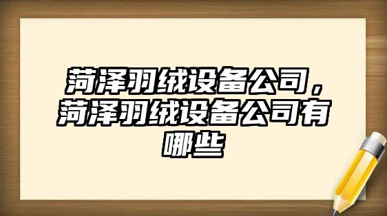 菏澤羽絨設(shè)備公司，菏澤羽絨設(shè)備公司有哪些