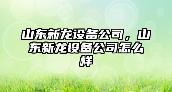 山東新龍設(shè)備公司，山東新龍設(shè)備公司怎么樣