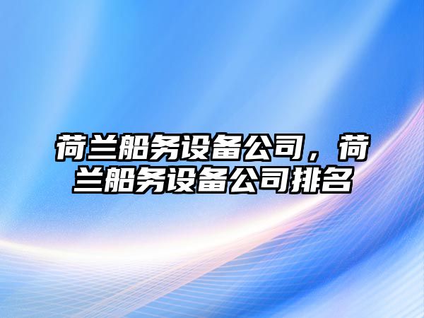 荷蘭船務設備公司，荷蘭船務設備公司排名