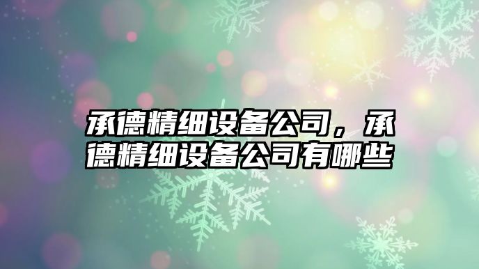 承德精細(xì)設(shè)備公司，承德精細(xì)設(shè)備公司有哪些